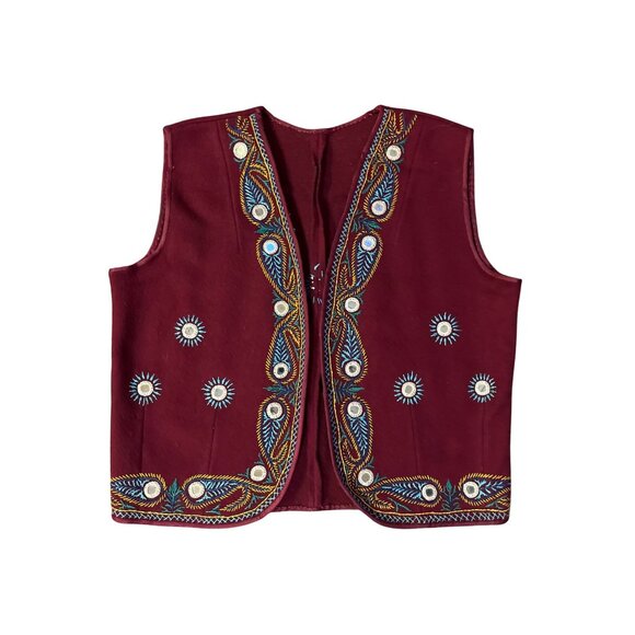 Handmade Other - Vintage Handmade Embroidered Vest Child Boys L/XL? Red India Folk Boho Festival